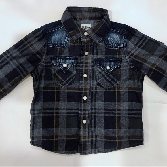 HP! 🤩 HUDSON Denim Plaid Shirt Size 3 - Picture 2 of 5